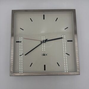 Zack Square Wall Clock 10x10 Stainless Steel Glass Modern
